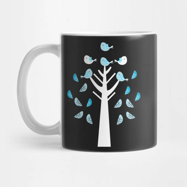 Cute birds in white tree by cocodes